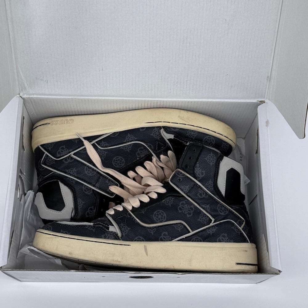 GUESS Verona High Top Sneakers Womens 9 Grey Black Monogram Logo Retro - Picture 8 of 13